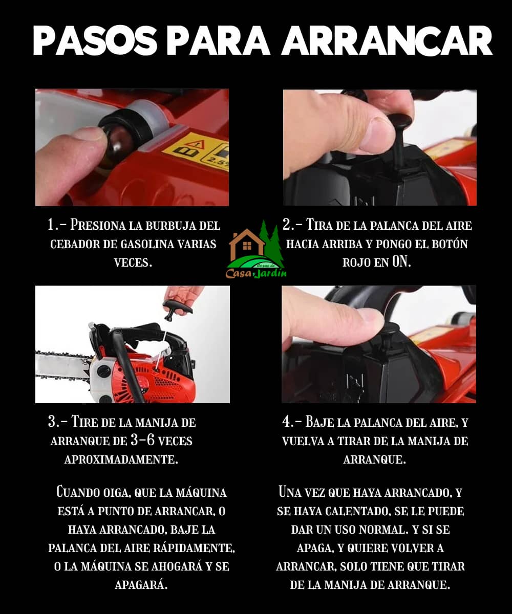 Instrucciones de arranque motosierra